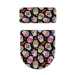 Sugar Skull Pattern Print Toilet Lid And Tank Cover Set