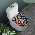 Sugar Skull Pattern Print Toilet Lid Cover