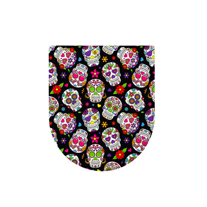 Sugar Skull Pattern Print Toilet Lid Cover