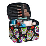 Sugar Skull Pattern Print Travel Makeup Bag