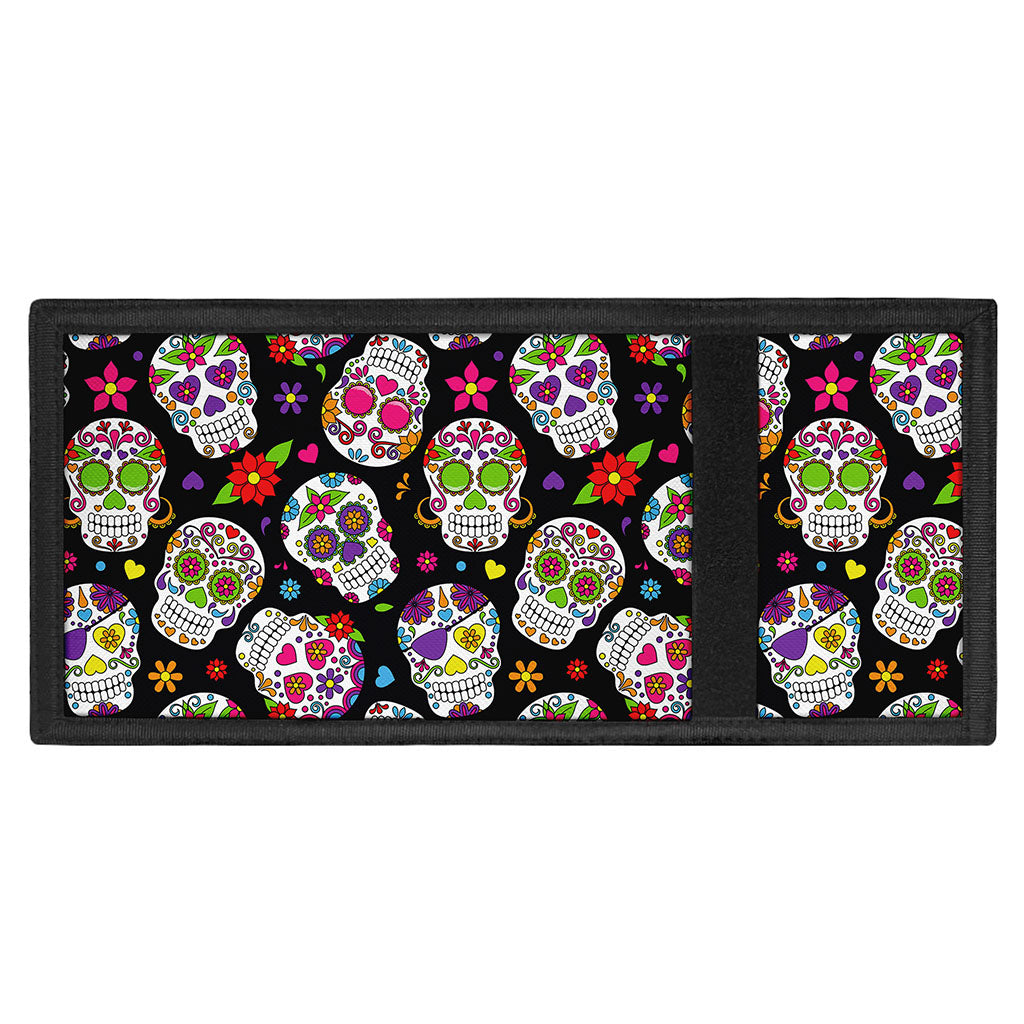 Sugar Skull Pattern Print Trifold Wallet