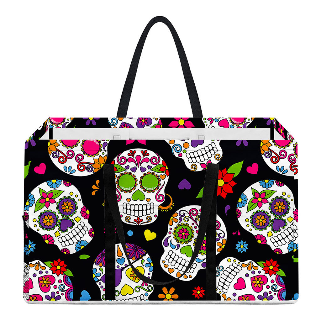 Sugar Skull Pattern Print Utility Tote Bag