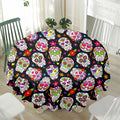 Sugar Skull Pattern Print Waterproof Round Tablecloth