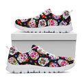 Sugar Skull Pattern Print White Running Shoes