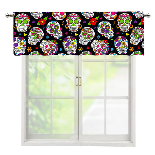 Sugar Skull Pattern Print Window Valance