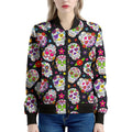 Sugar Skull Pattern Print Women's Bomber Jacket