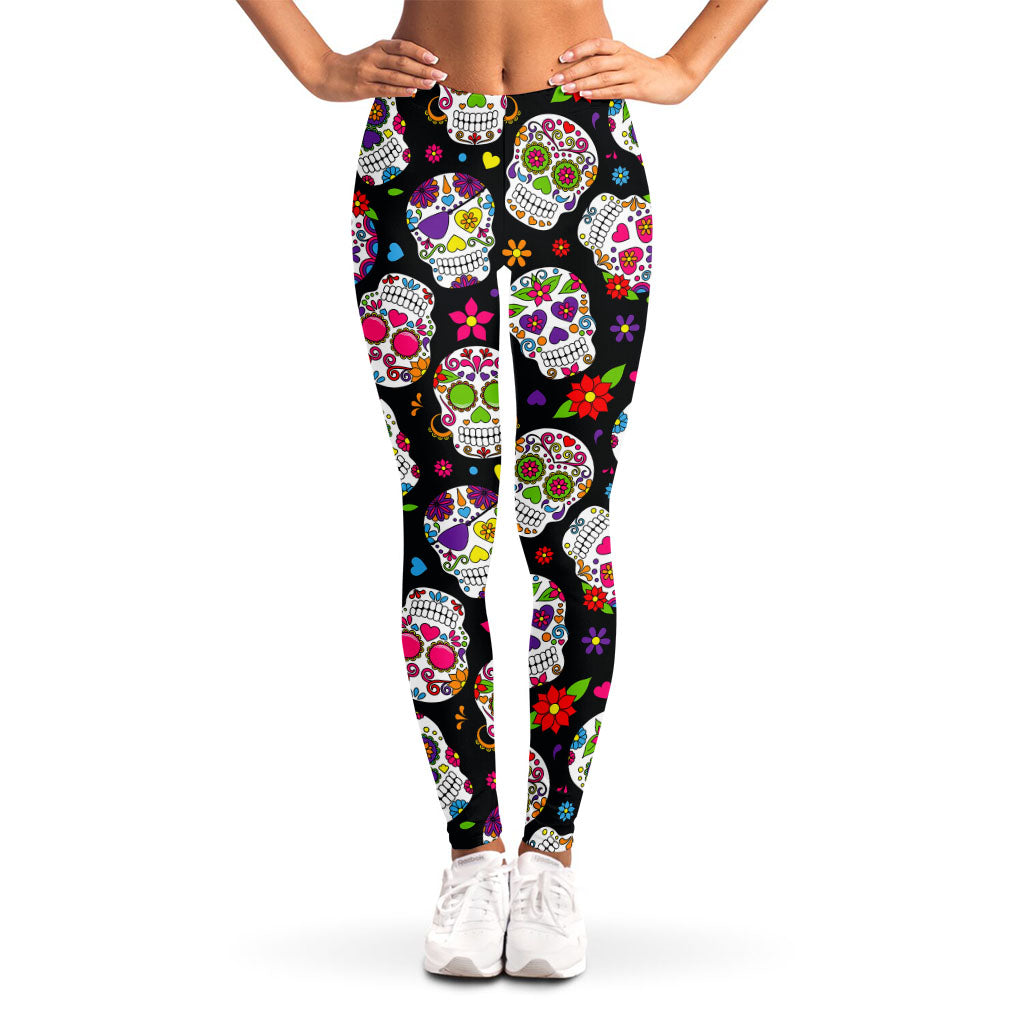 Sugar Skull Pattern Print Women's Leggings