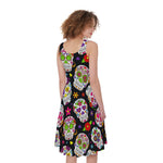 Sugar Skull Pattern Print Women's Sleeveless Dress