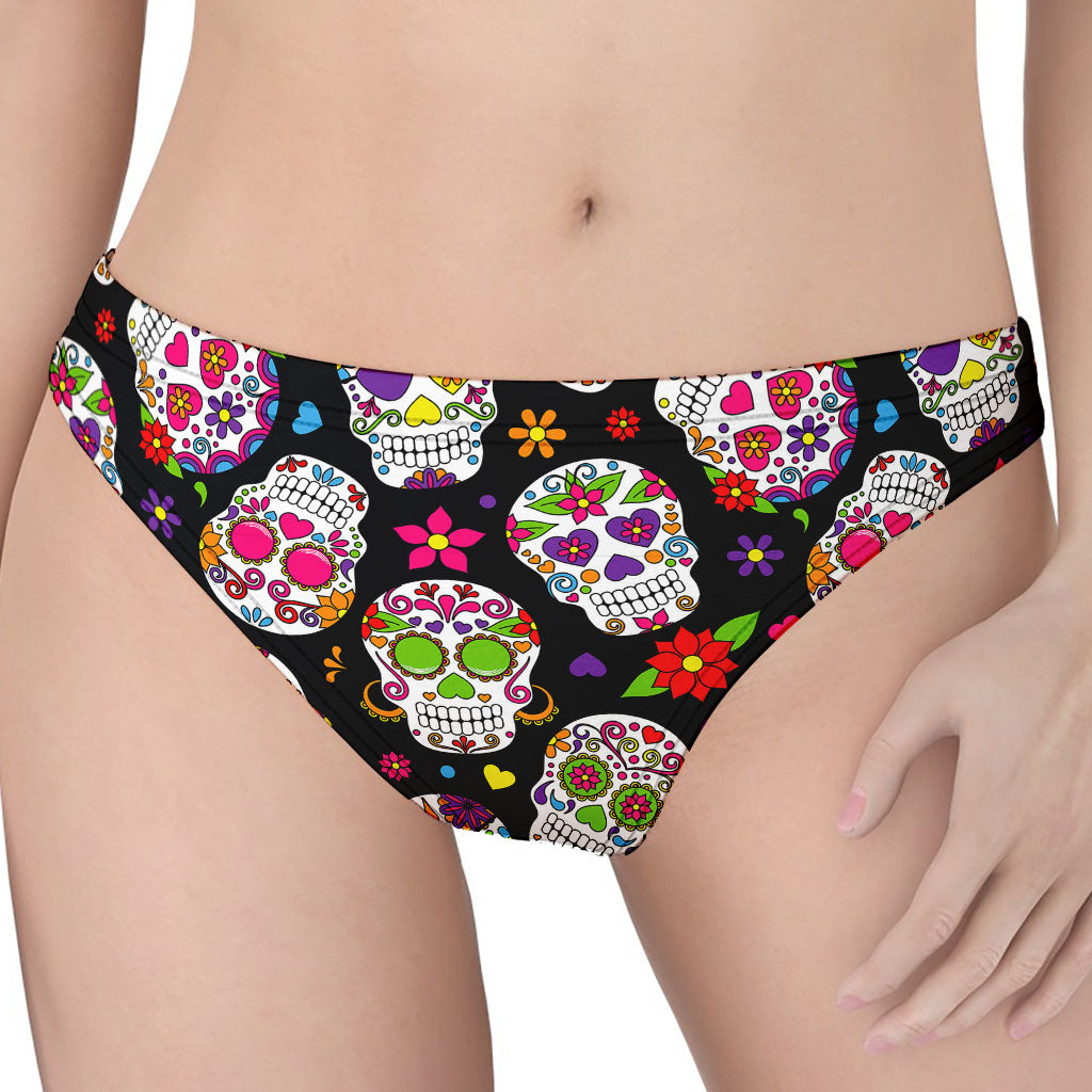 Sugar Skull Pattern Print Women's Thong