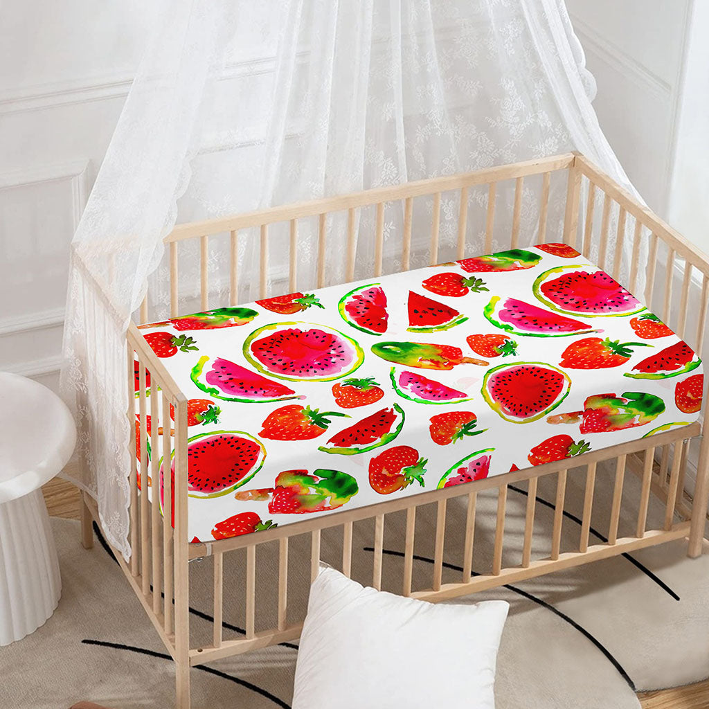 Summer Fruits Watermelon Pattern Print Baby Crib Sheet