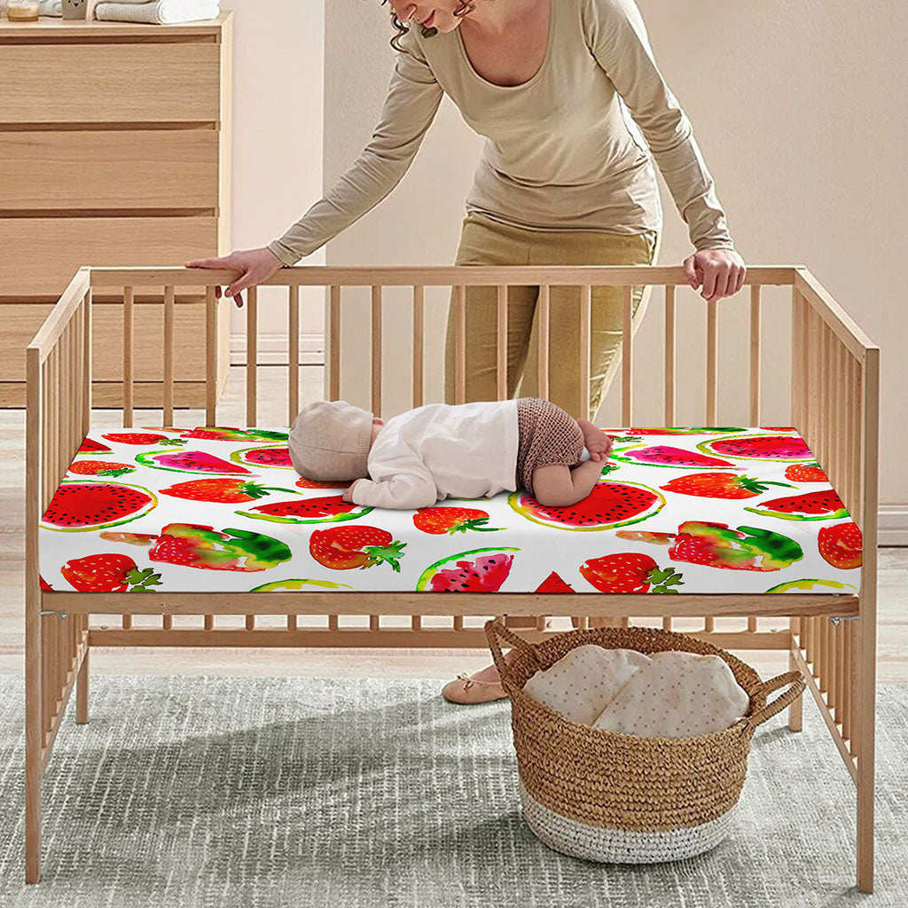 Summer Fruits Watermelon Pattern Print Baby Crib Sheet