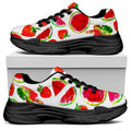 Summer Fruits Watermelon Pattern Print Black Chunky Shoes