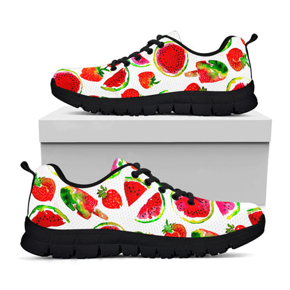 Summer Fruits Watermelon Pattern Print Black Running Shoes
