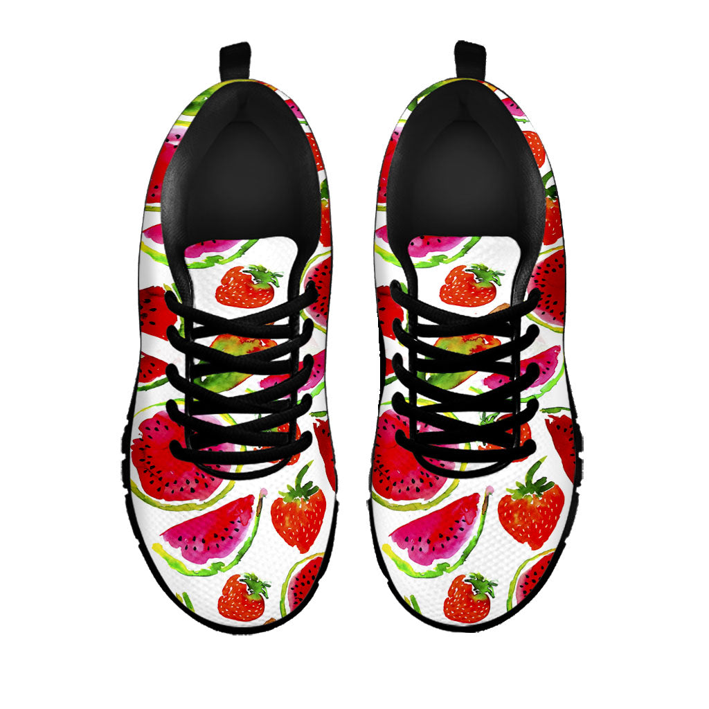 Summer Fruits Watermelon Pattern Print Black Running Shoes
