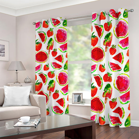 Summer Fruits Watermelon Pattern Print Blackout Grommet Curtains
