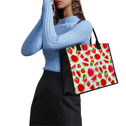 Summer Fruits Watermelon Pattern Print Canvas Tote Bag
