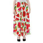 Summer Fruits Watermelon Pattern Print Chiffon Maxi Skirt