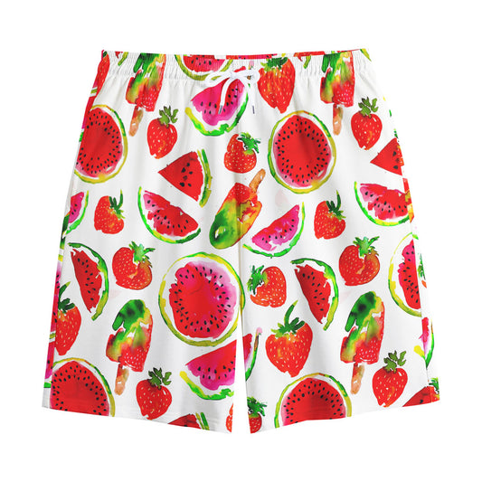 Summer Fruits Watermelon Pattern Print Cotton Shorts