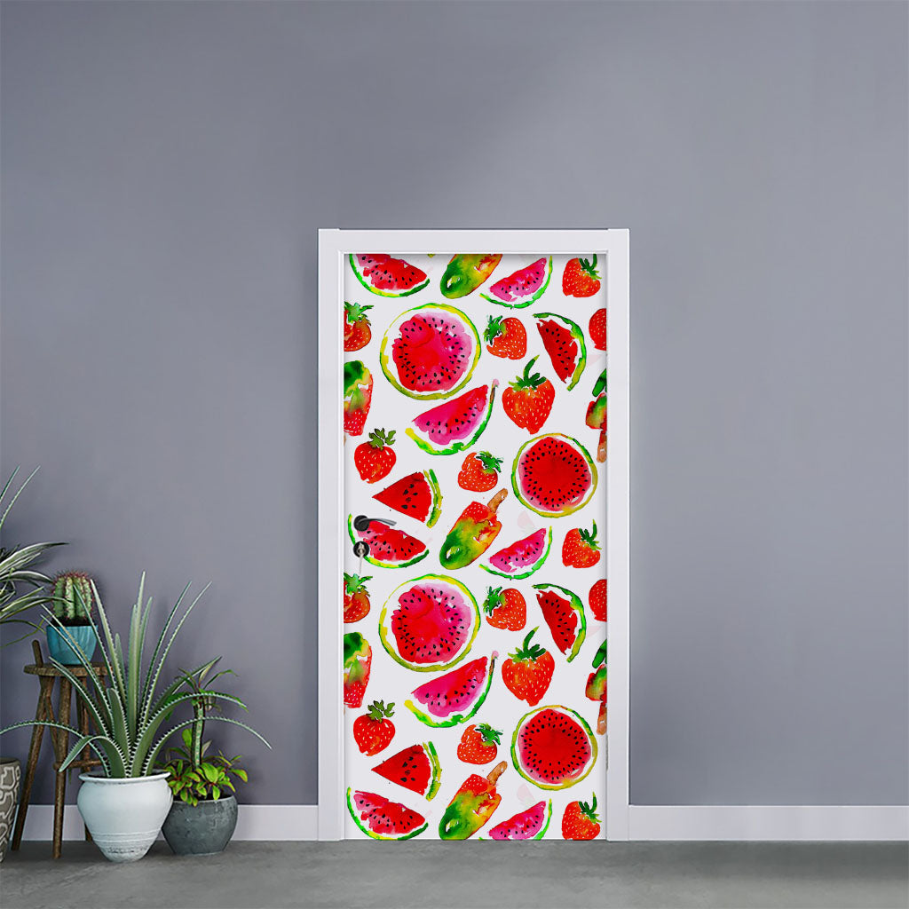 Summer Fruits Watermelon Pattern Print Door Sticker