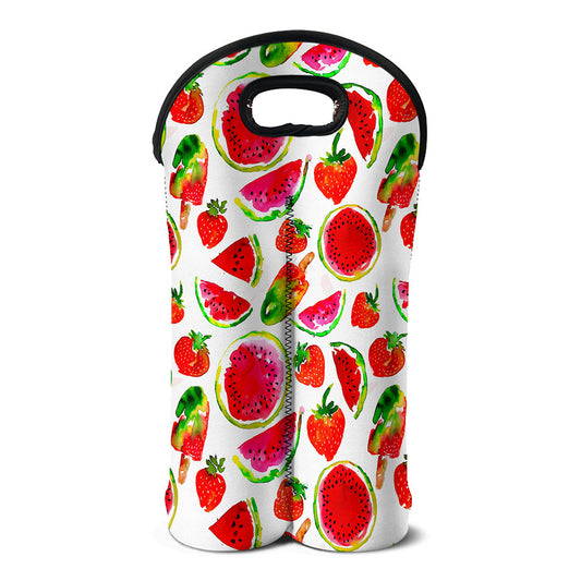 Summer Fruits Watermelon Pattern Print Double Neoprene Wine Tote