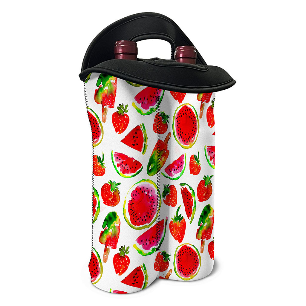 Summer Fruits Watermelon Pattern Print Double Neoprene Wine Tote