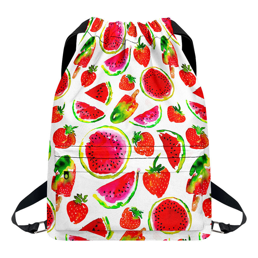 Summer Fruits Watermelon Pattern Print Drawstring Backpack