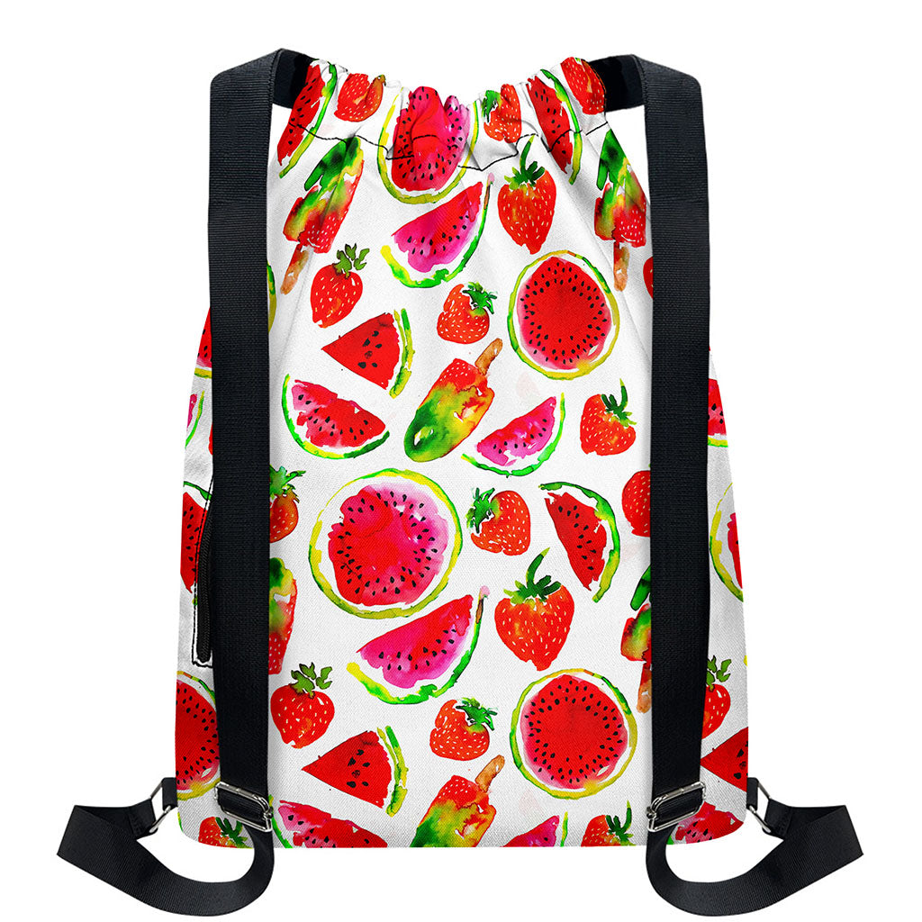 Summer Fruits Watermelon Pattern Print Drawstring Backpack