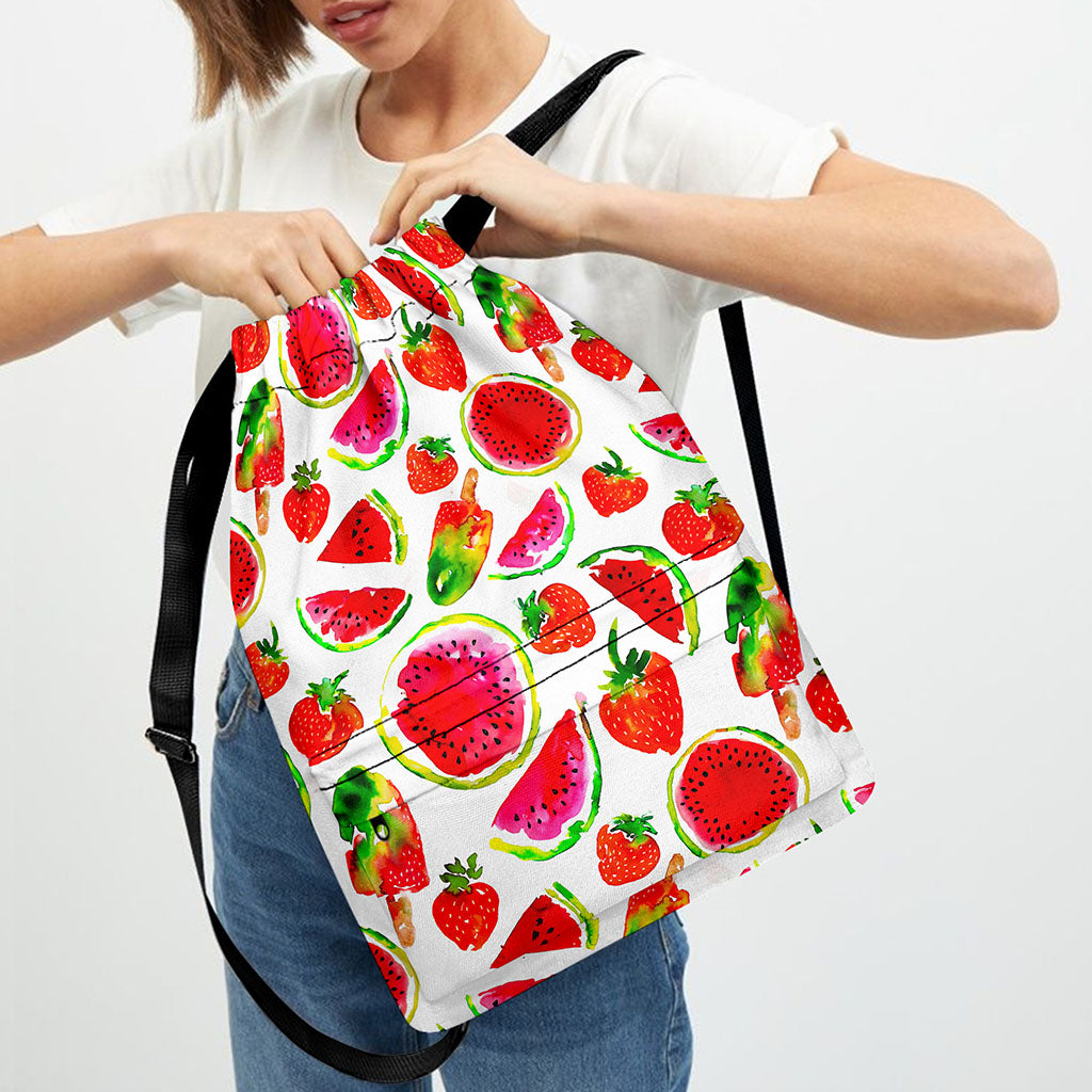 Summer Fruits Watermelon Pattern Print Drawstring Backpack