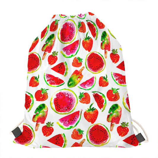 Summer Fruits Watermelon Pattern Print Drawstring Bag