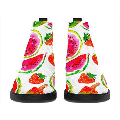 Summer Fruits Watermelon Pattern Print Flat Ankle Boots