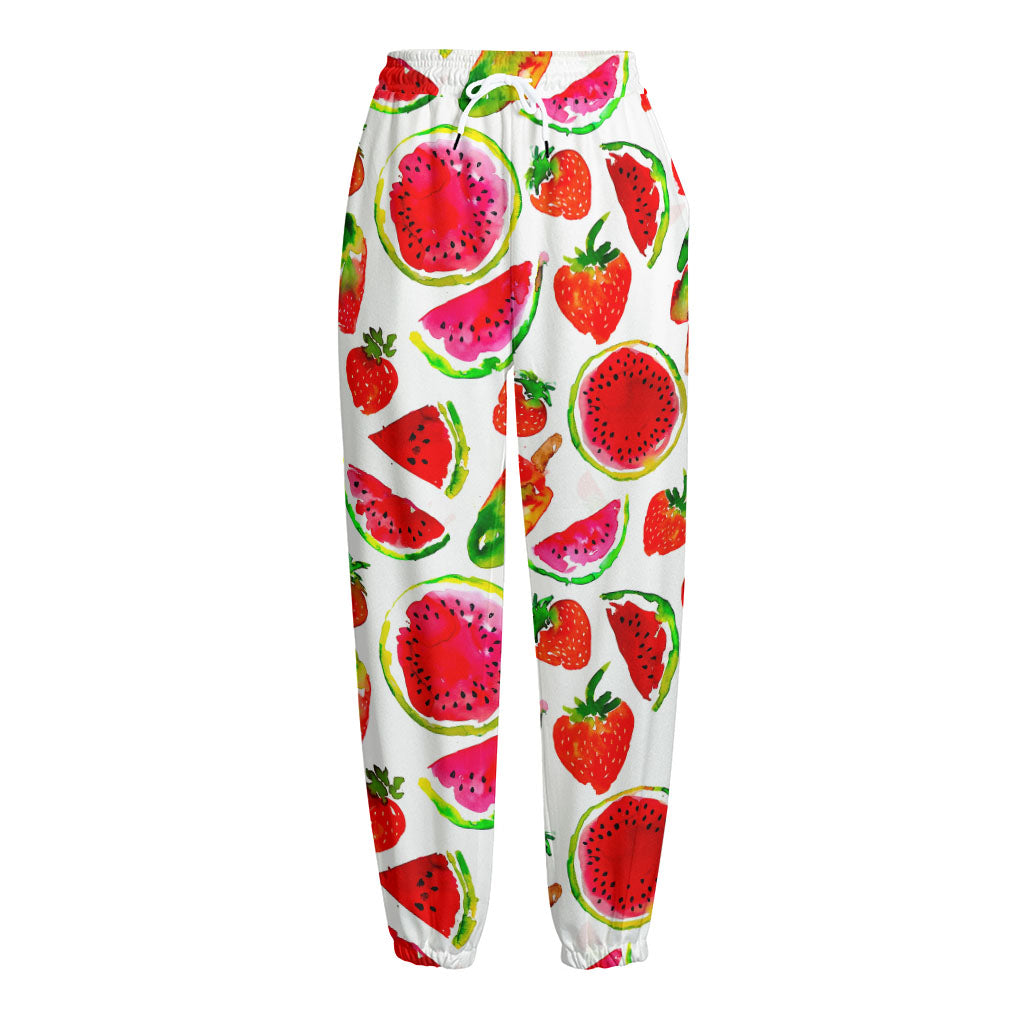 Summer Fruits Watermelon Pattern Print Fleece Lined Knit Pants