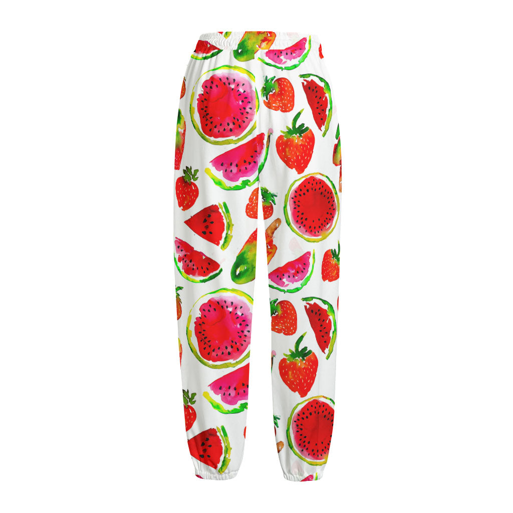 Summer Fruits Watermelon Pattern Print Fleece Lined Knit Pants
