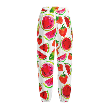 Summer Fruits Watermelon Pattern Print Fleece Lined Knit Pants