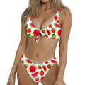 Summer Fruits Watermelon Pattern Print Front Bow Tie Bikini
