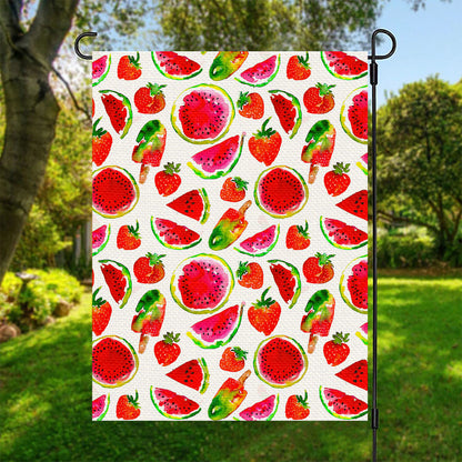 Summer Fruits Watermelon Pattern Print Garden Flag
