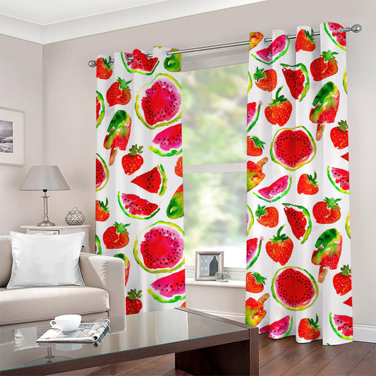 Summer Fruits Watermelon Pattern Print Grommet Curtains