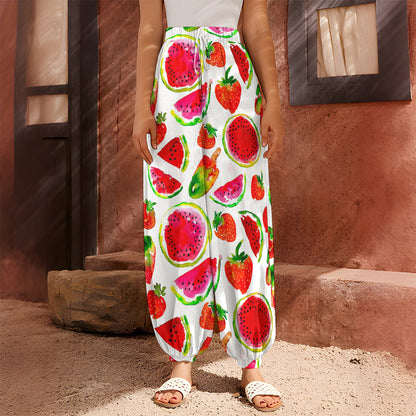 Summer Fruits Watermelon Pattern Print Harem Pants