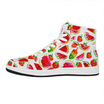 Summer Fruits Watermelon Pattern Print High Top Leather Sneakers