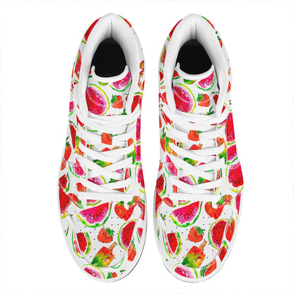 Summer Fruits Watermelon Pattern Print High Top Leather Sneakers