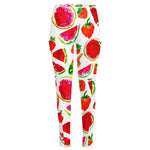 Summer Fruits Watermelon Pattern Print High-Waisted Pocket Leggings