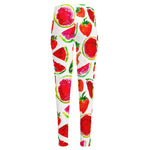 Summer Fruits Watermelon Pattern Print High-Waisted Pocket Leggings