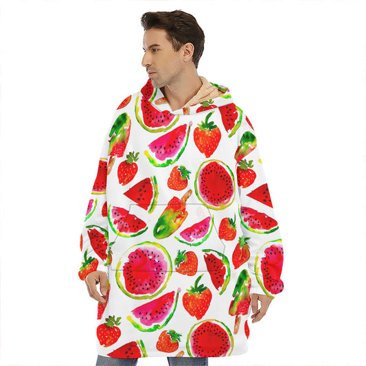 Summer Fruits Watermelon Pattern Print Hoodie Blanket