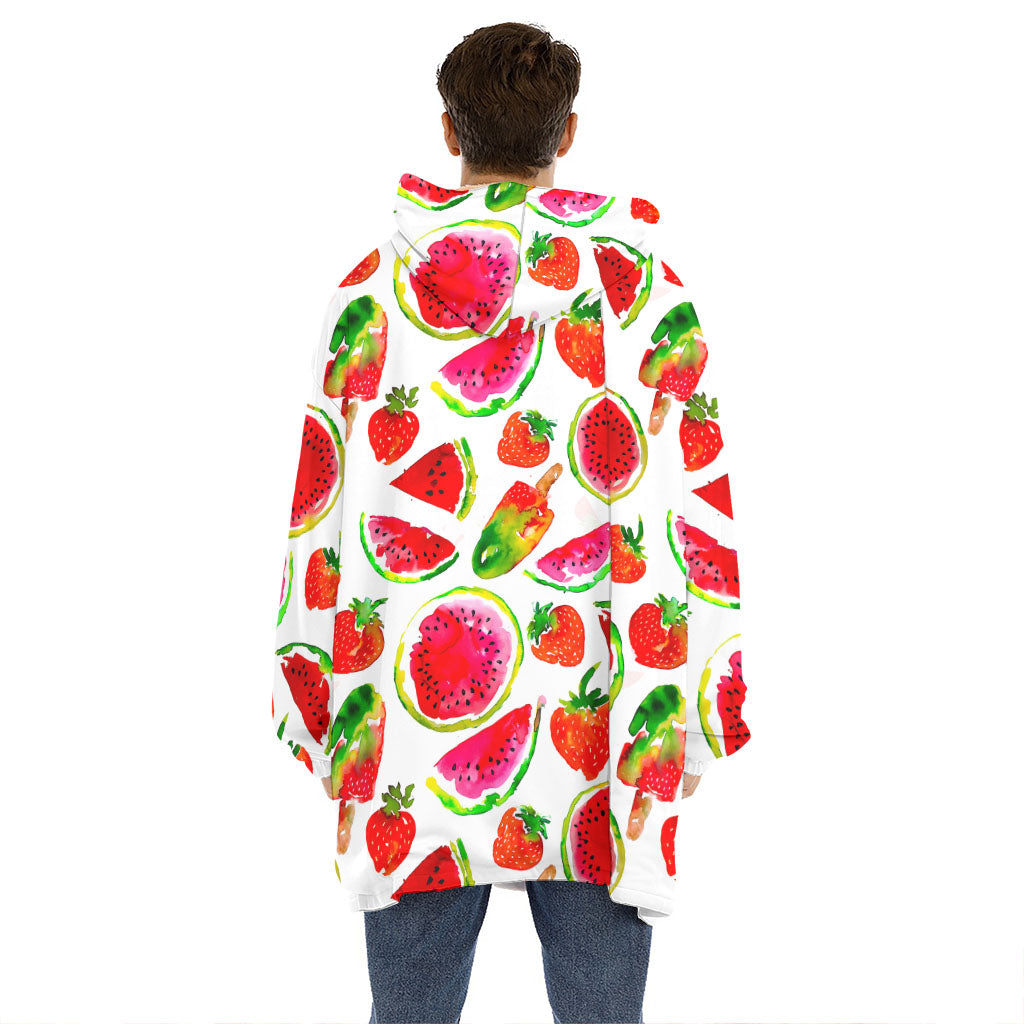 Summer Fruits Watermelon Pattern Print Hoodie Blanket