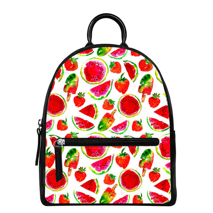 Summer Fruits Watermelon Pattern Print Leather Backpack
