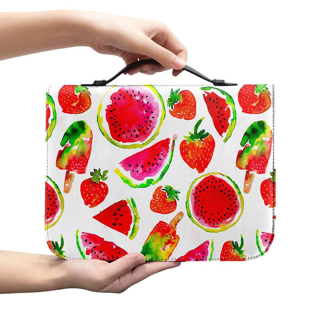 Summer Fruits Watermelon Pattern Print Leather Bible Cover