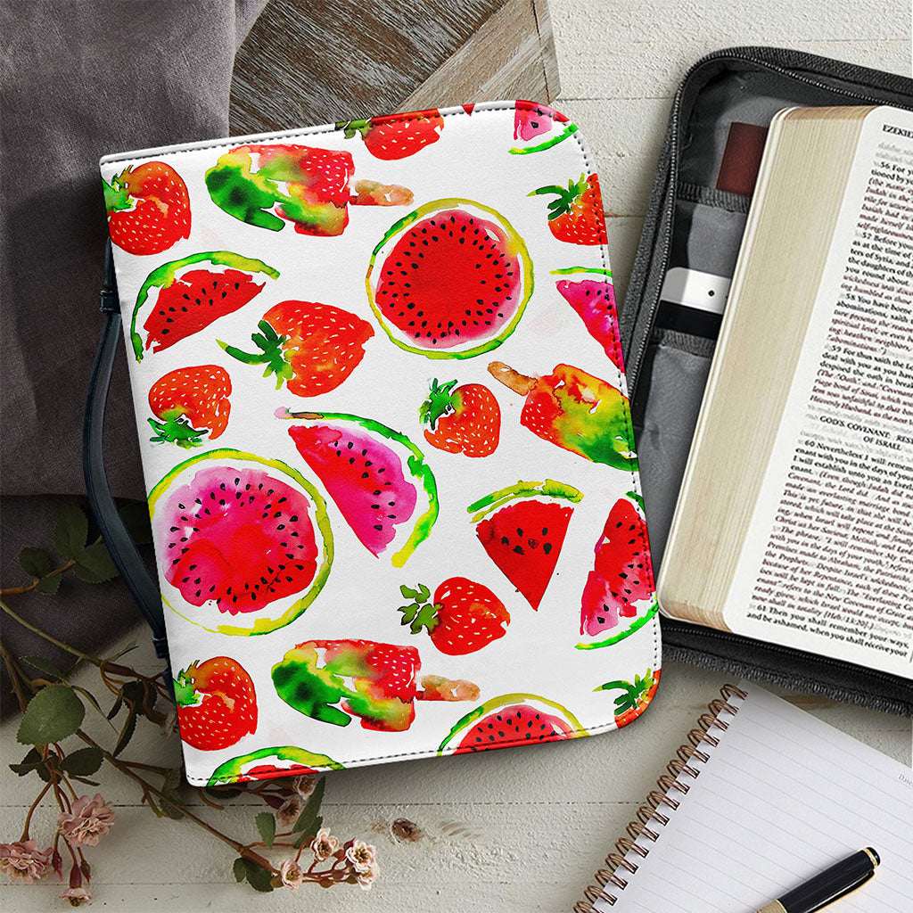 Summer Fruits Watermelon Pattern Print Leather Bible Cover
