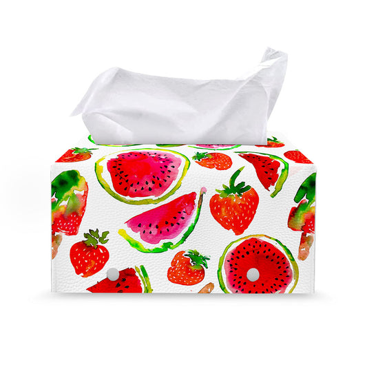 Summer Fruits Watermelon Pattern Print Leather Tissue Box Cover