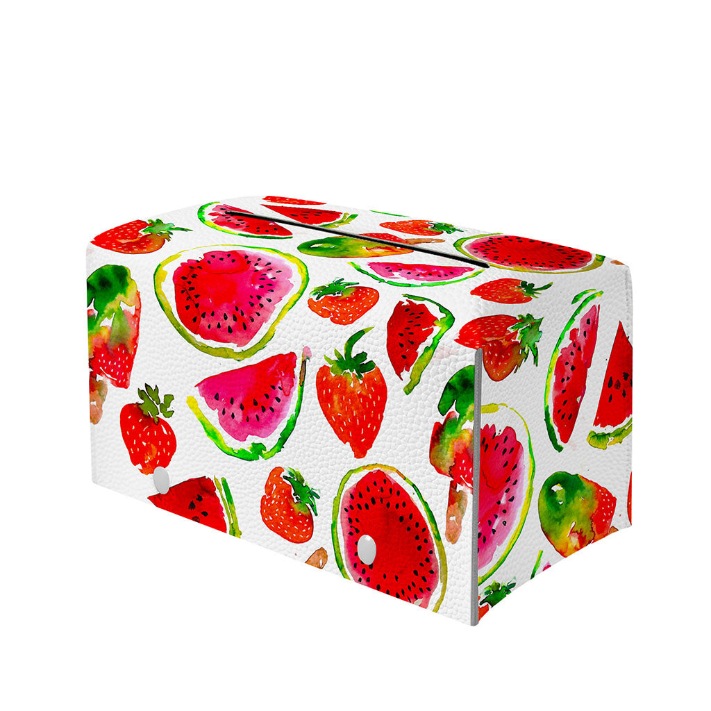Summer Fruits Watermelon Pattern Print Leather Tissue Box Cover