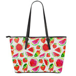 Summer Fruits Watermelon Pattern Print Leather Tote Bag