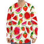 Summer Fruits Watermelon Pattern Print Long Sleeve Baseball Jersey